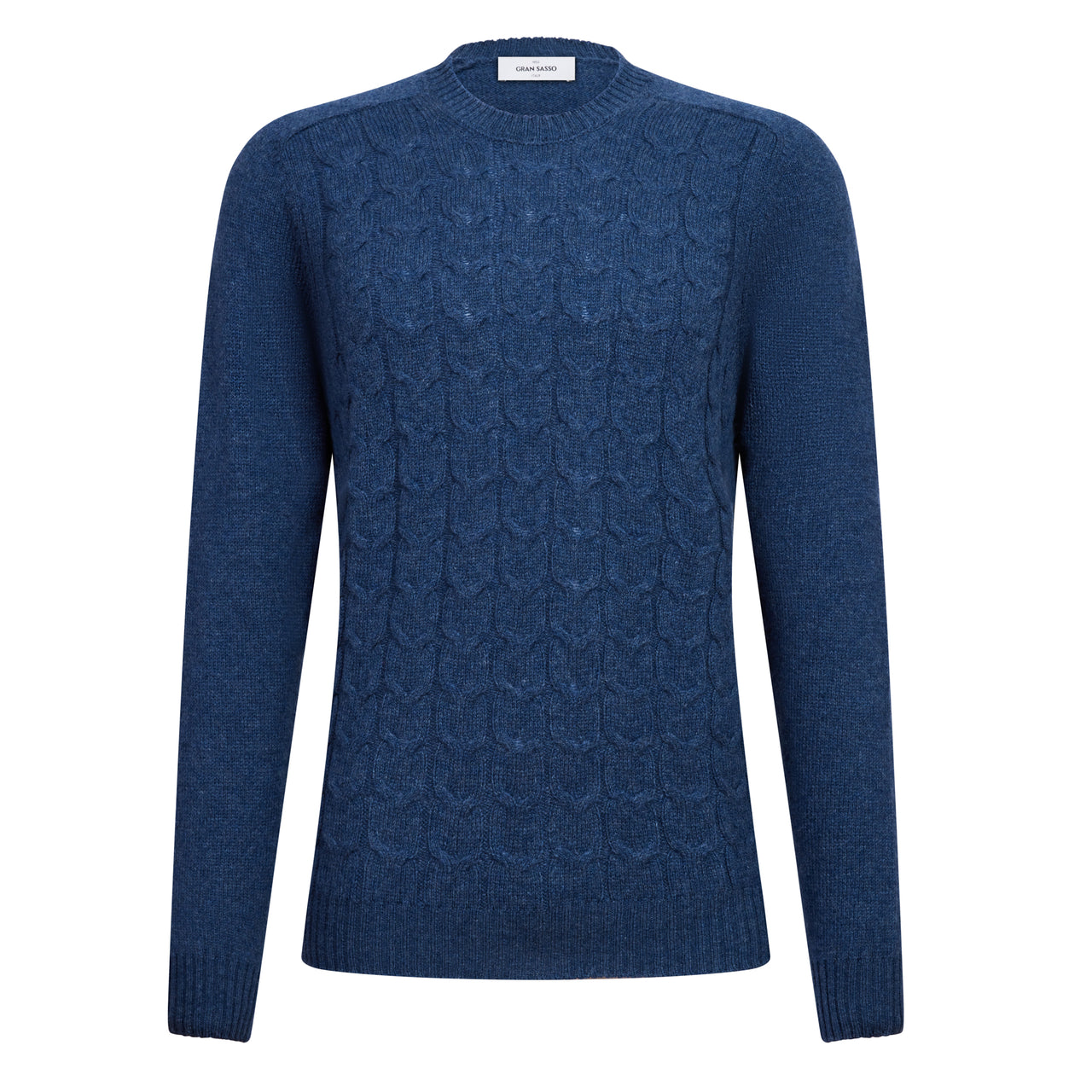 GRAN SASSO Air Wool Cable Crew Neck Knit NAVY