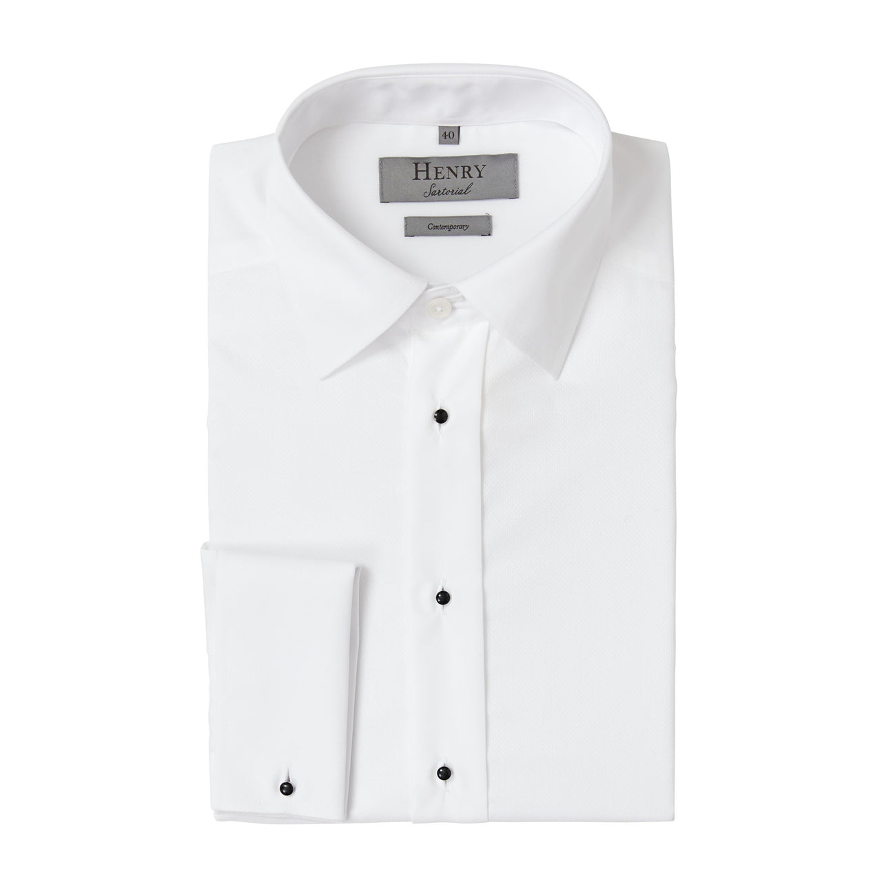 HENRY SARTORIAL Dinner Shirt Double Cufflink WHITE