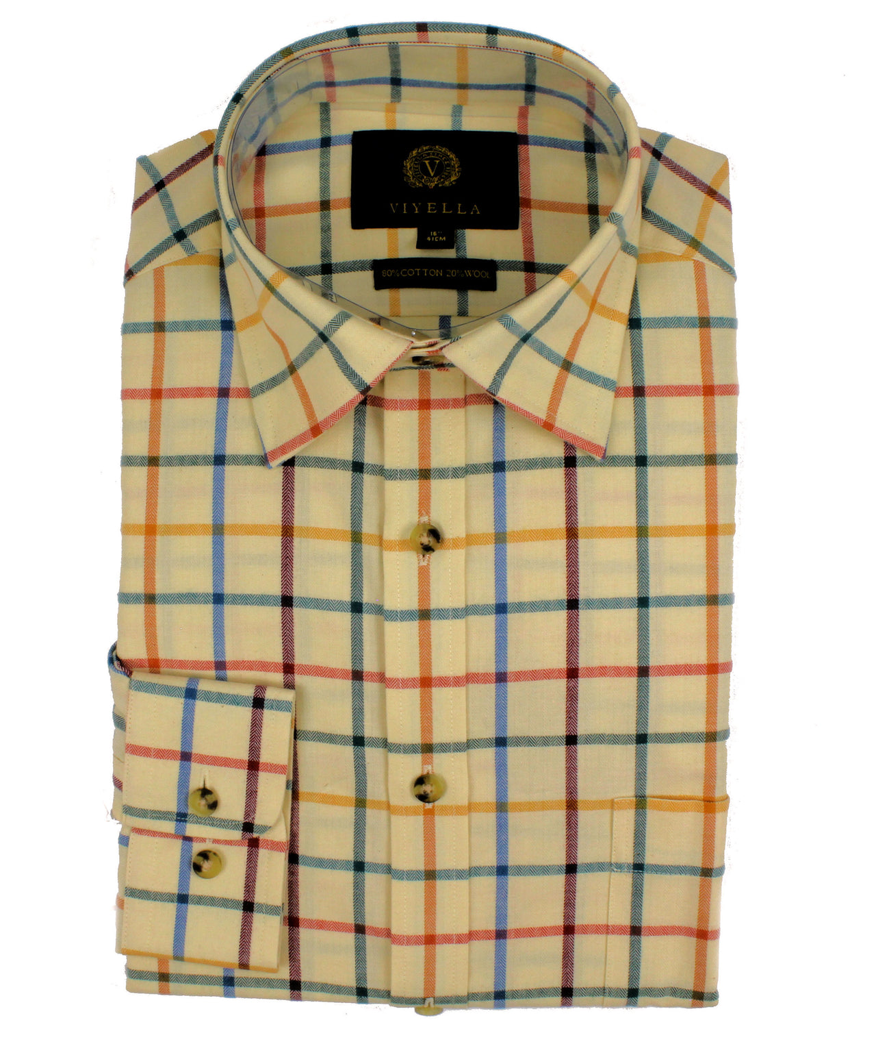 VIYELLA 80/20 Button Down Classic Shirt Multicoloured Large Tattersall Check