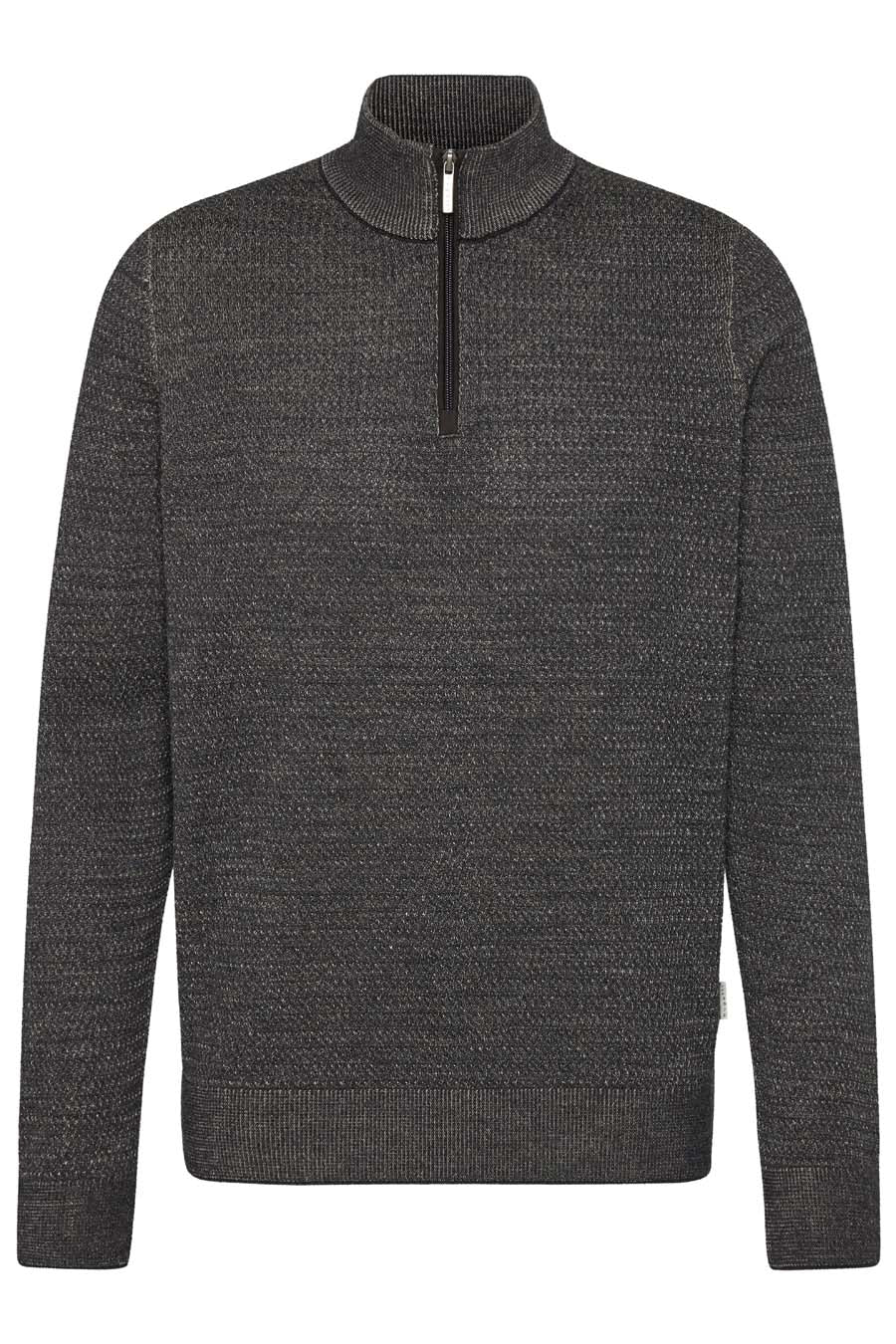 BUGATTI Mens Long Sleeve Half Zip Sweater BROWN/BEIGE