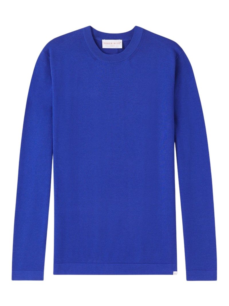 DEREK ROSE Jacob Sea Island Cotton Sweater - BLUE