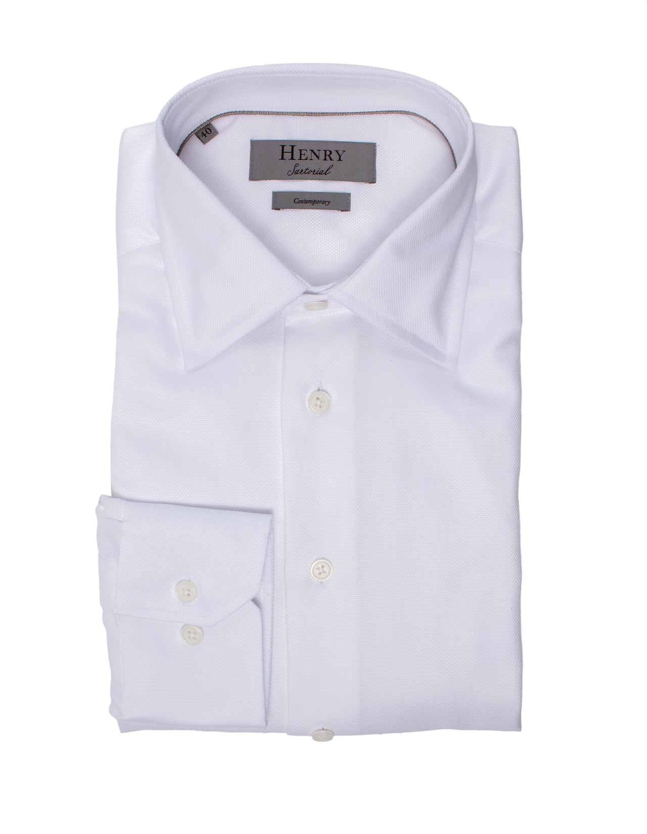 HENRY SARTORIAL Contemporary Fit Oxford Shirt WHITE