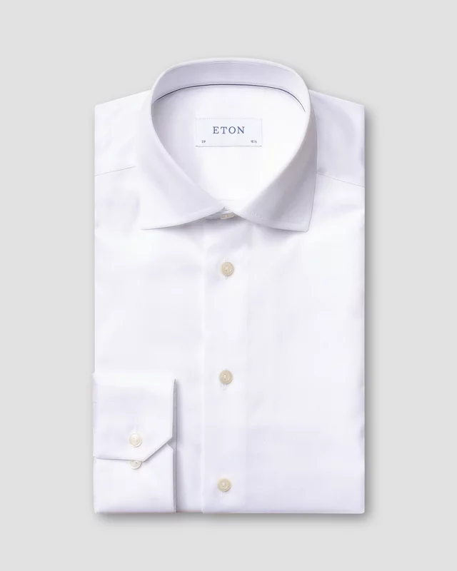 ETON Twill Long Sleeve Shirt Single Cuff Classic Fit WHITE