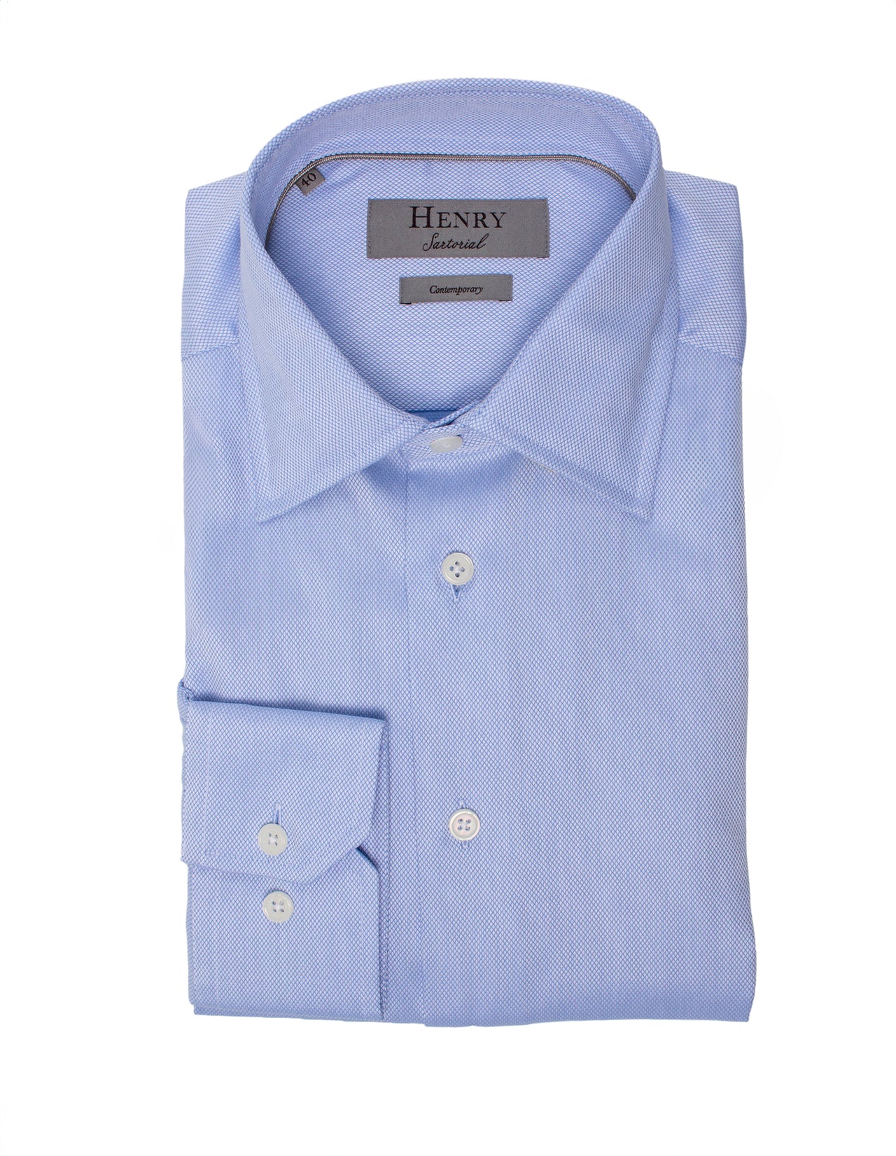 HENRY SARTORIAL Contemporary Fit Oxford Shirt BLUE