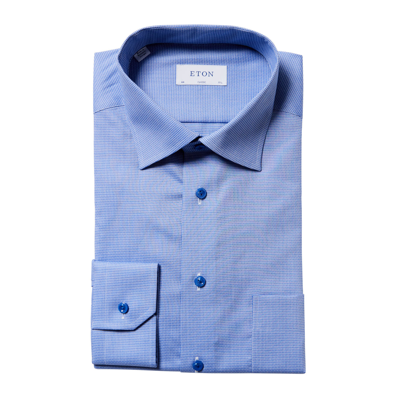 ETON Dobby Shirt Single Cuff Classic Fit MID BLUE