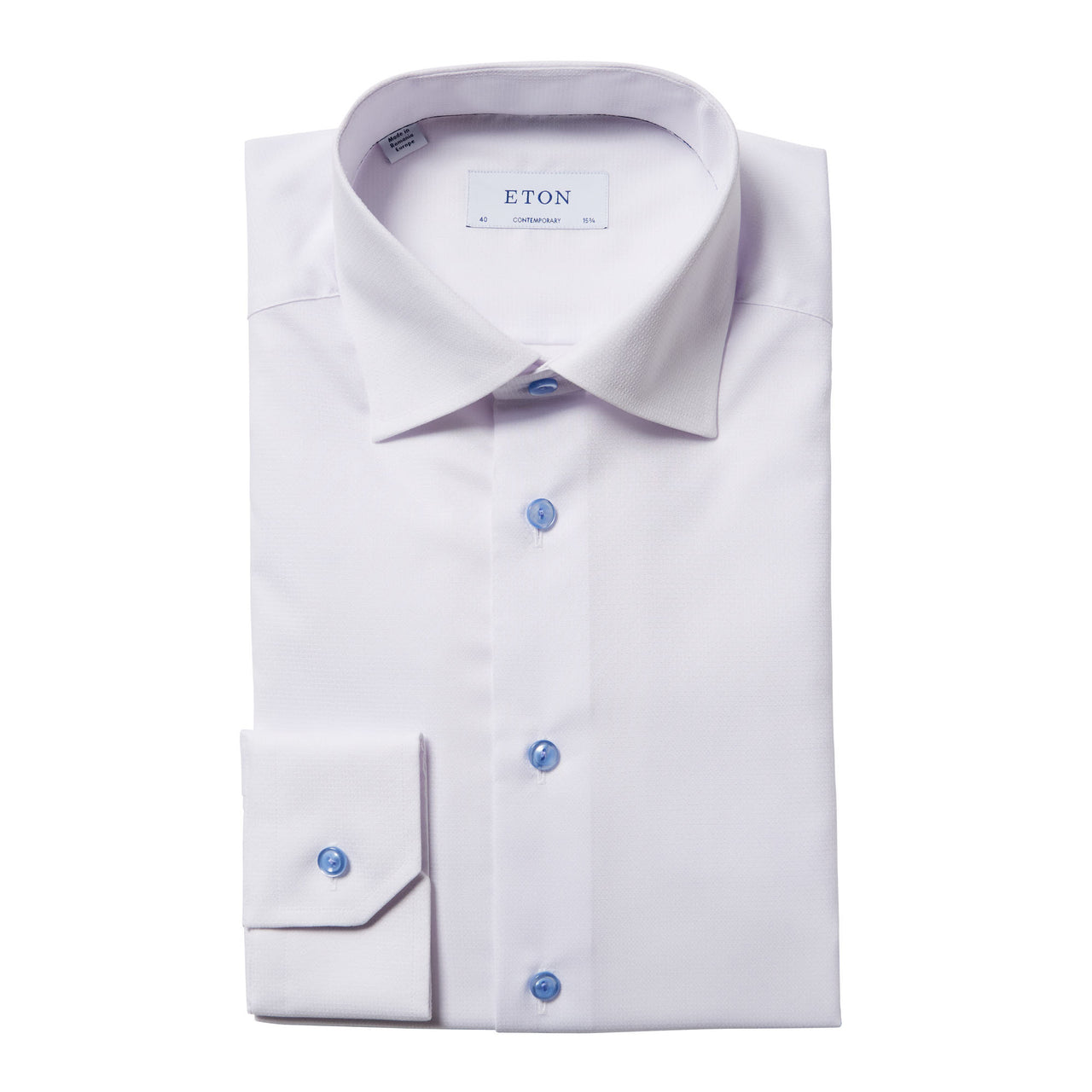 ETON Cutaway Long Sleeve Shirt Single Cuff Contemporary Fit WHITE