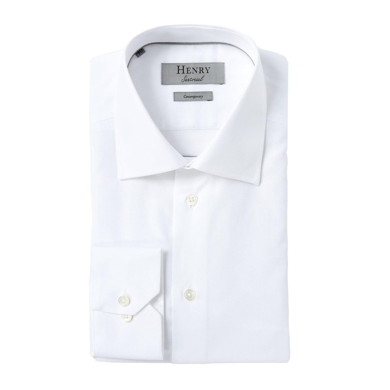 HENRY SARTORIAL Textured Shirt WHITE PEARL