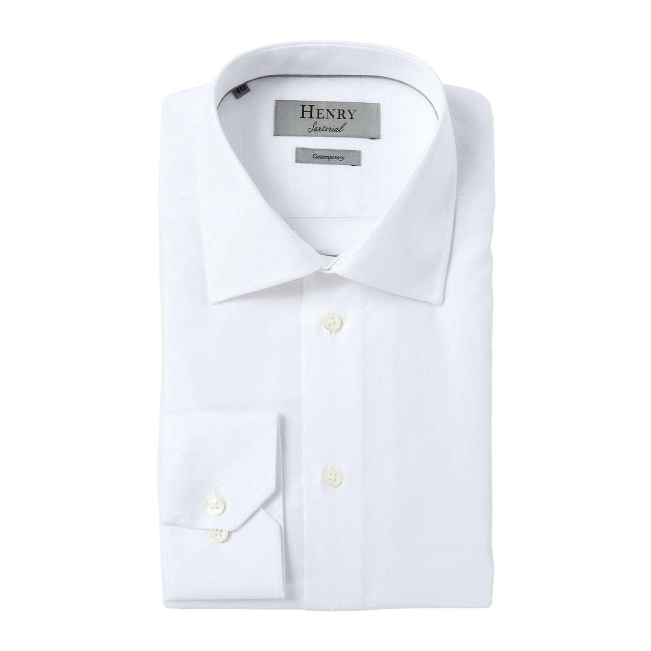 HENRY SARTORIAL Textured Shirt WHITE PEARL