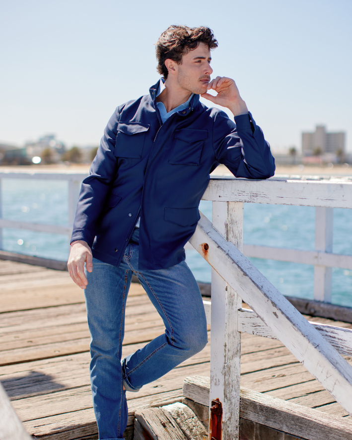 HENRY SARTORIAL Merino Wool Field Jacket NAVY REG