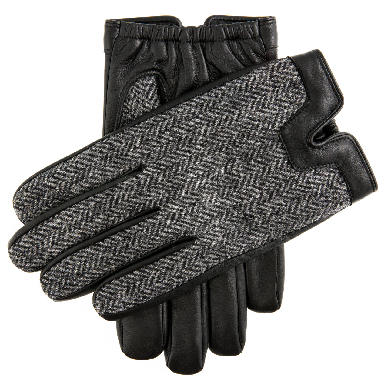 DENTS Merevale Herringbon Gloves BLACK/CHARCOAL