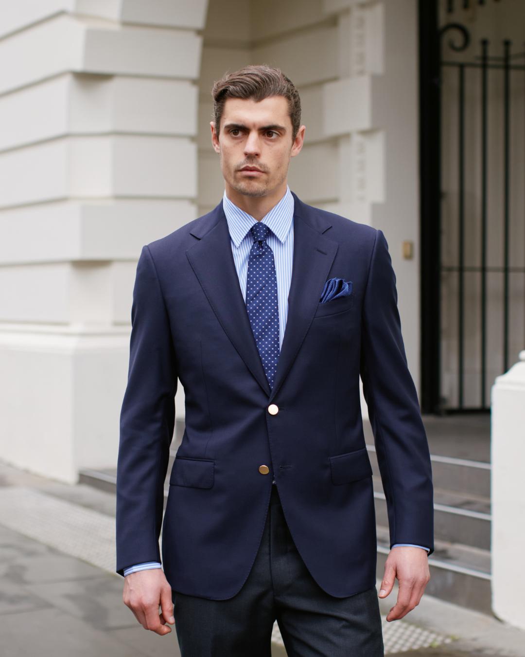 HENRY SARTORIAL HERITAGE Merino Wool Natural Stretch Blazer NAVY REG