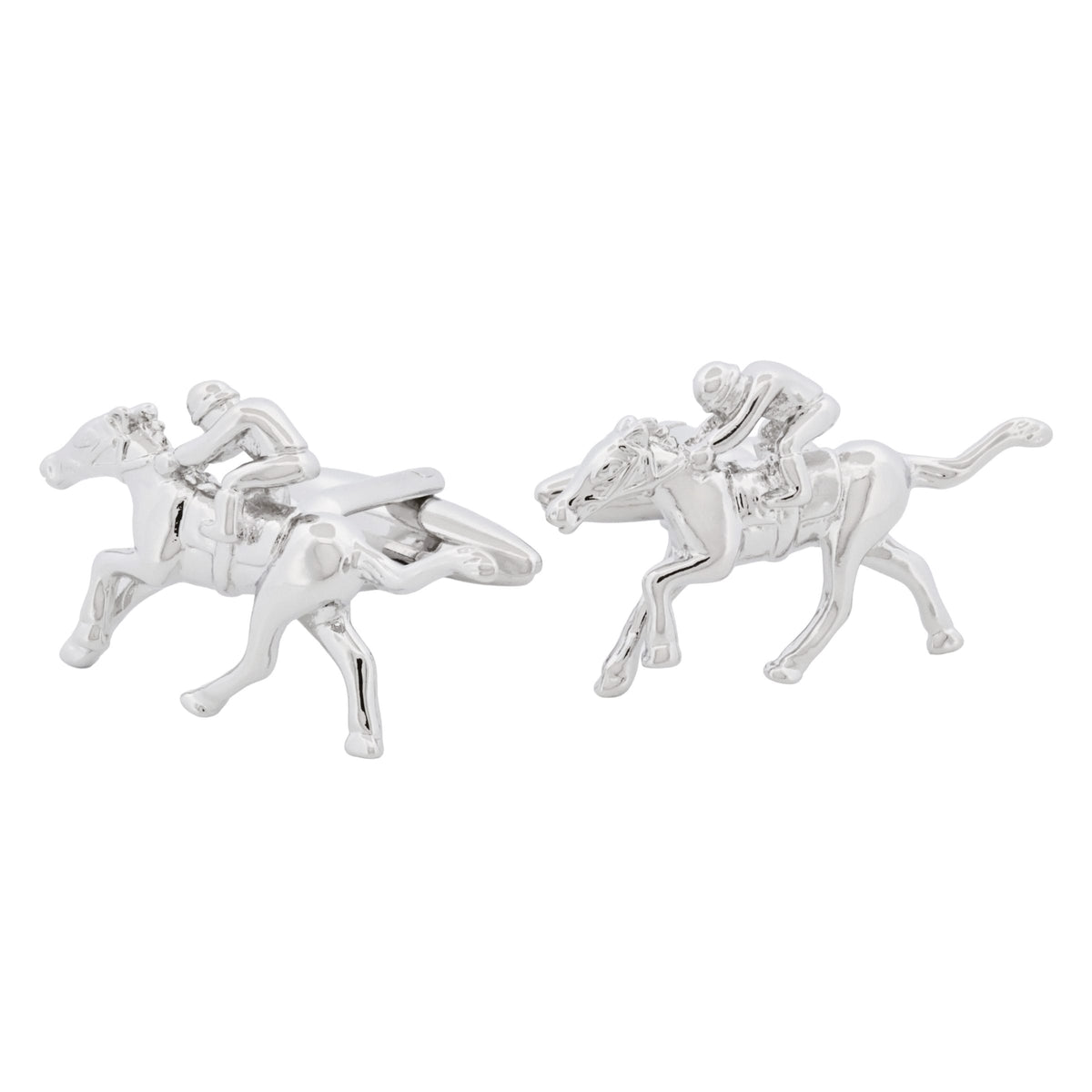CUDWORTH Rhodium Plated Jockey on Horse Cufflinks