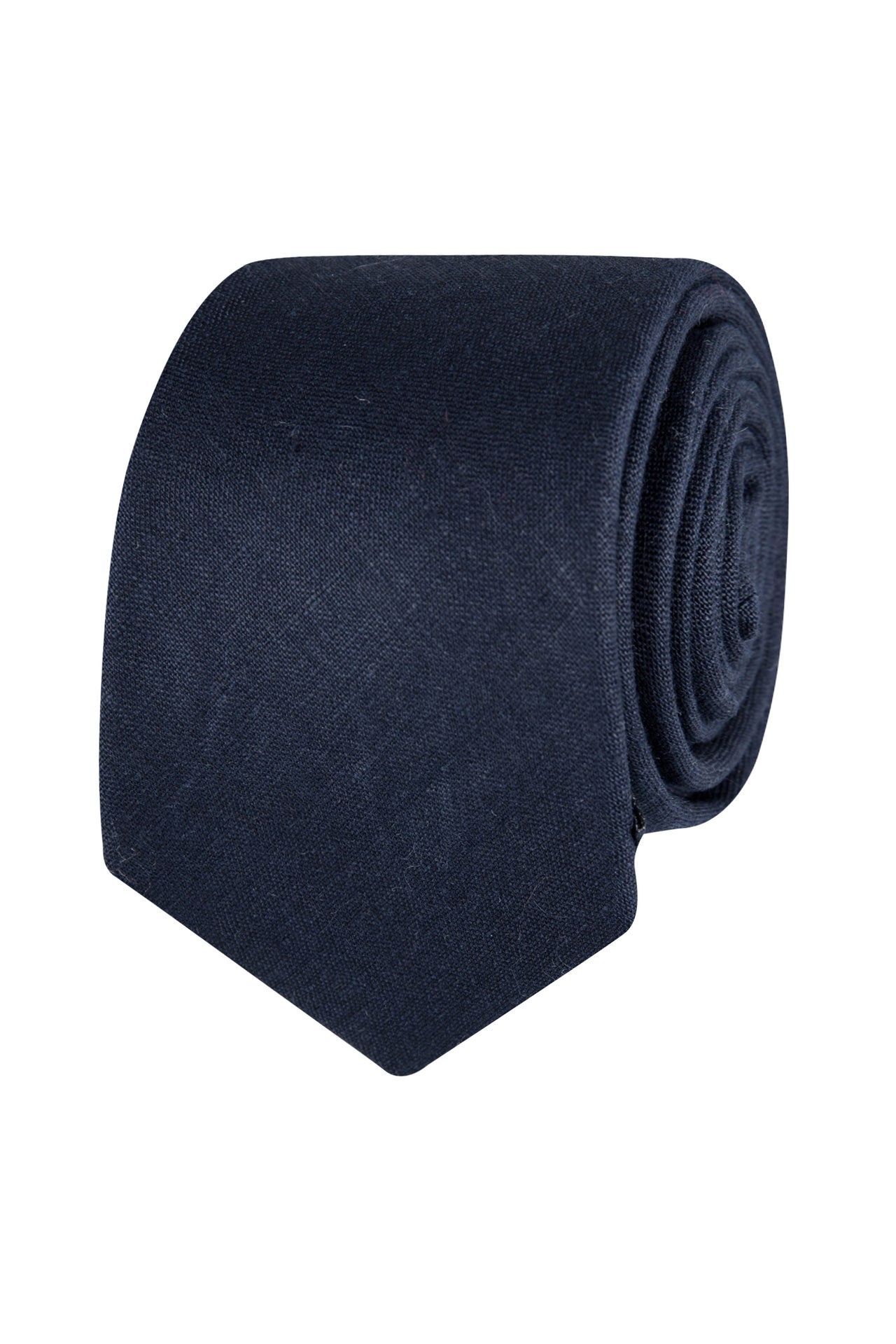 ABELARD Plain Linen Tie NAVY