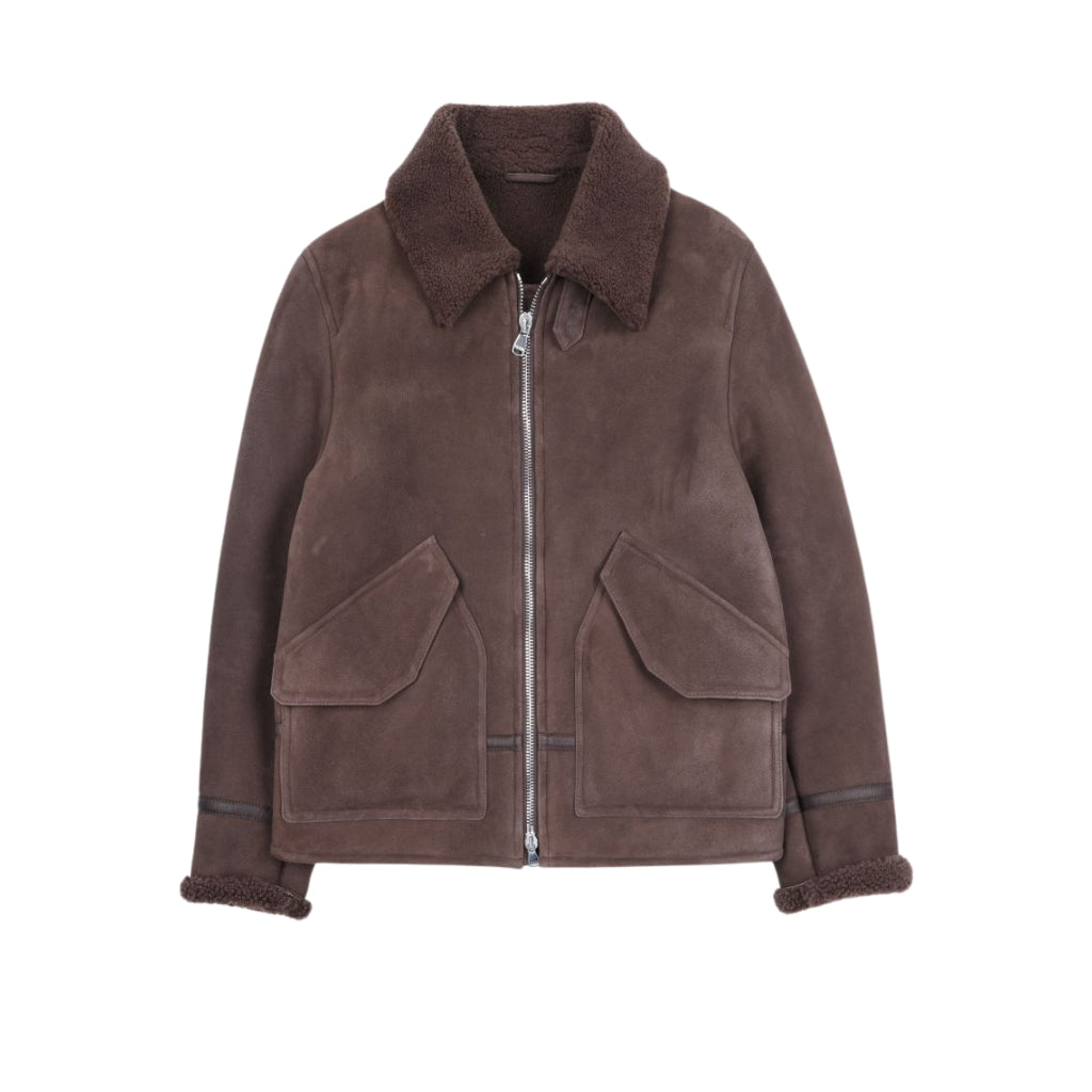 VALSTAR Shearling Aviator Jacket DARK BROWN