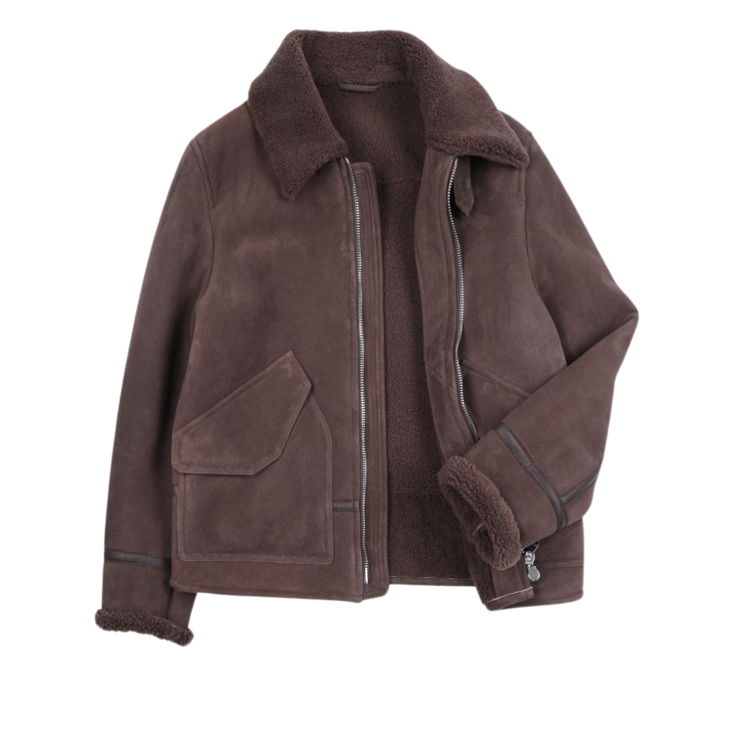 VALSTAR Shearling Aviator Jacket DARK BROWN