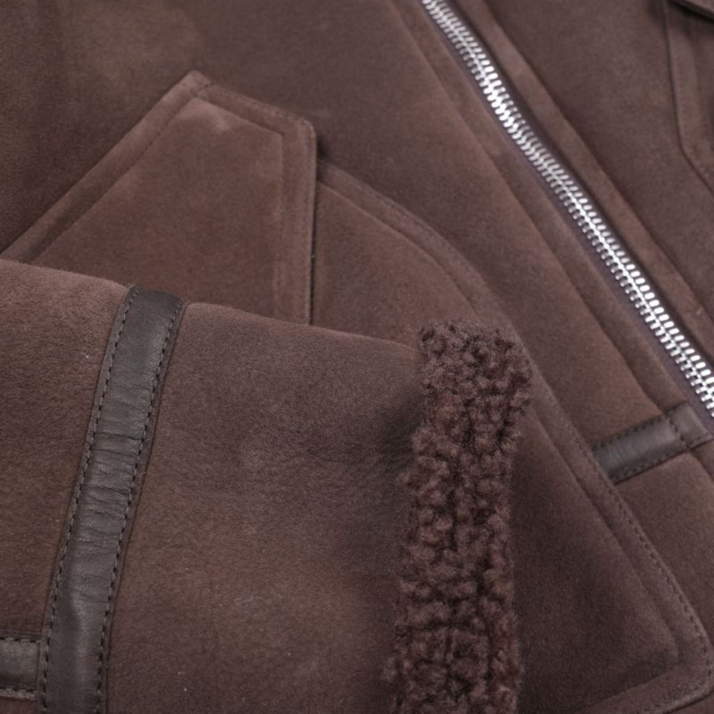 VALSTAR Shearling Aviator Jacket DARK BROWN