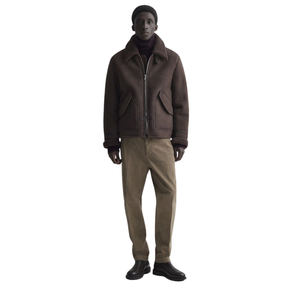 VALSTAR Shearling Aviator Jacket DARK BROWN