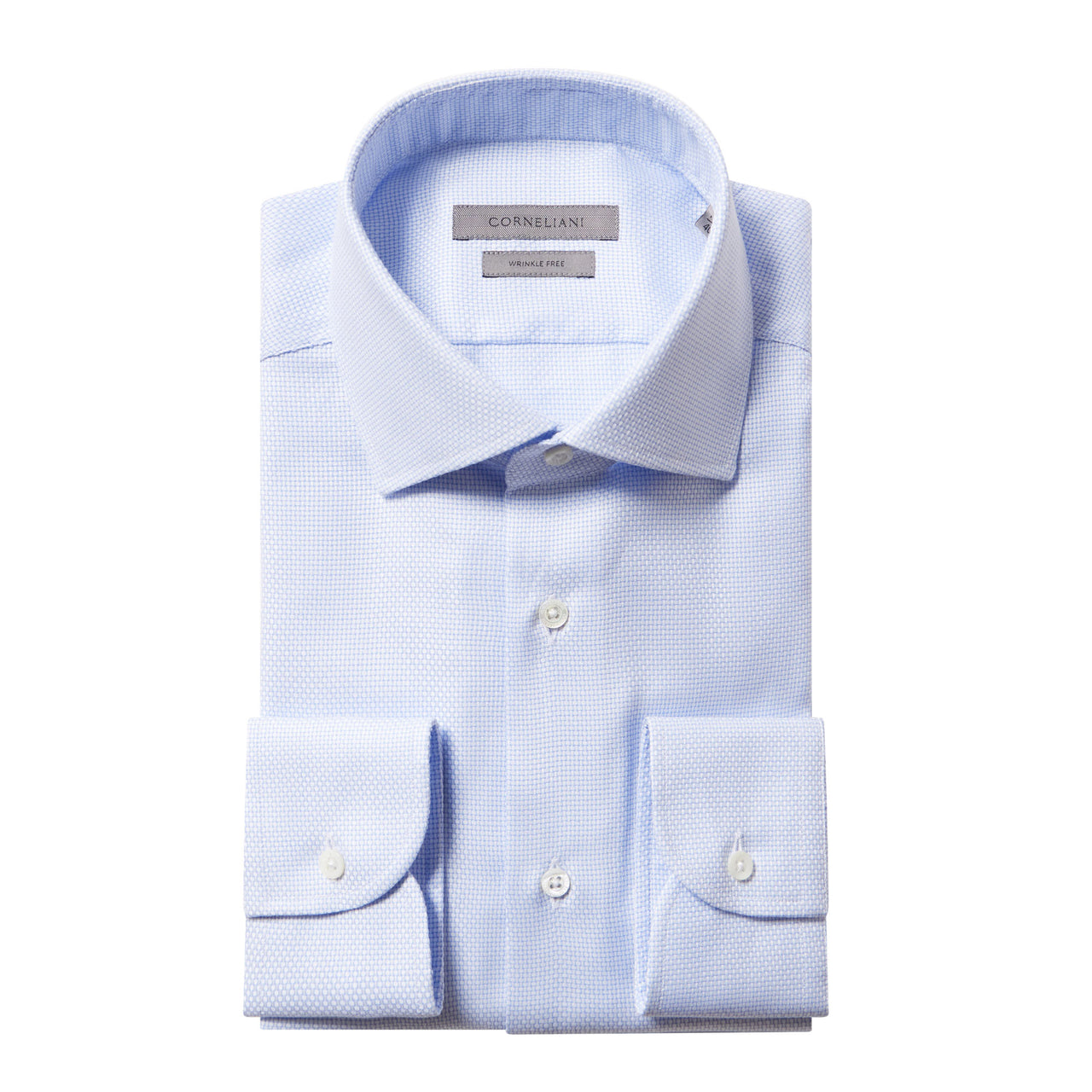 CORNELIANI Diamond Long Sleeve Shirt Single Cuff Contemporary Fit SKY BLUE