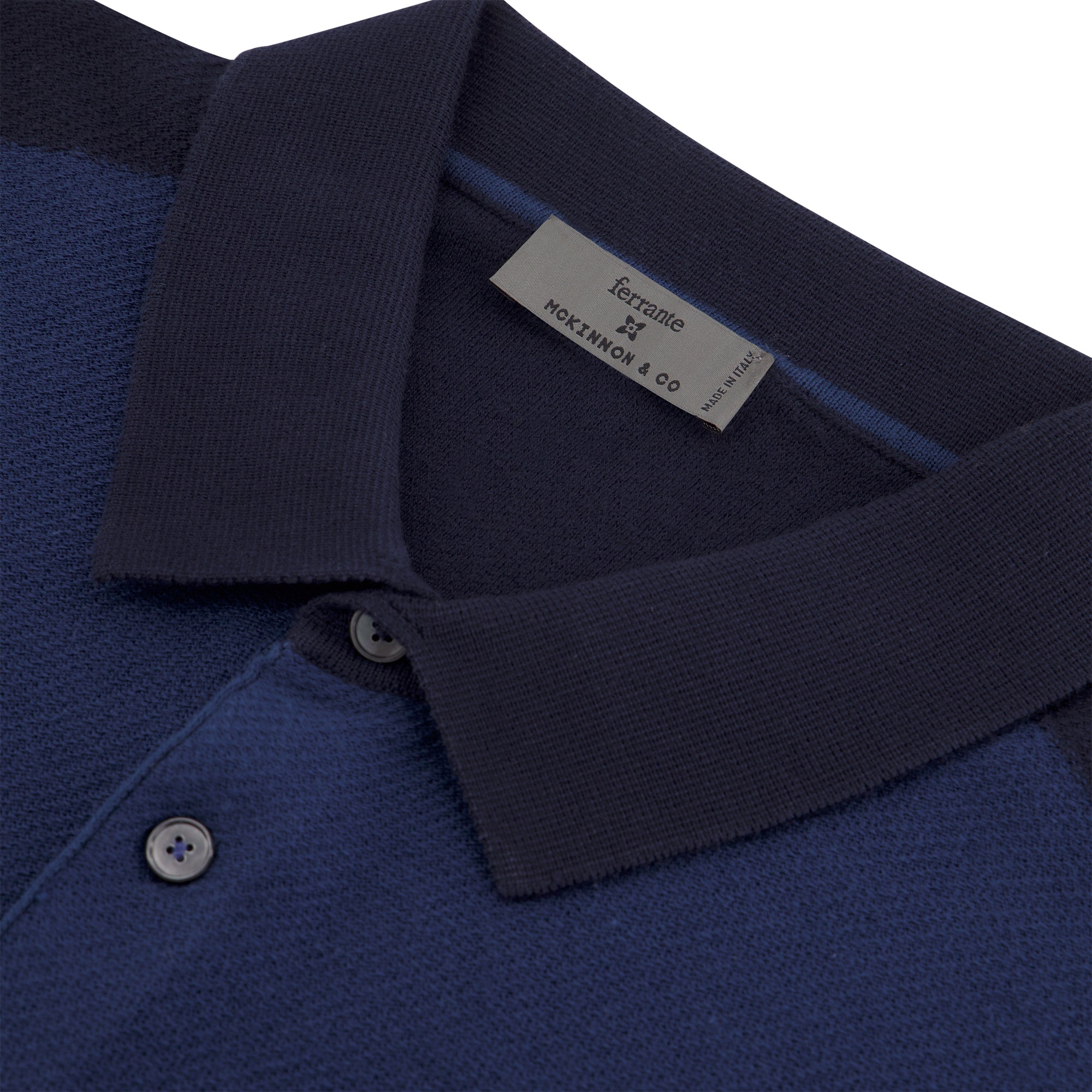 MCKINNON x FERRANTE Short Sleeve Contrast Polo in NAVY