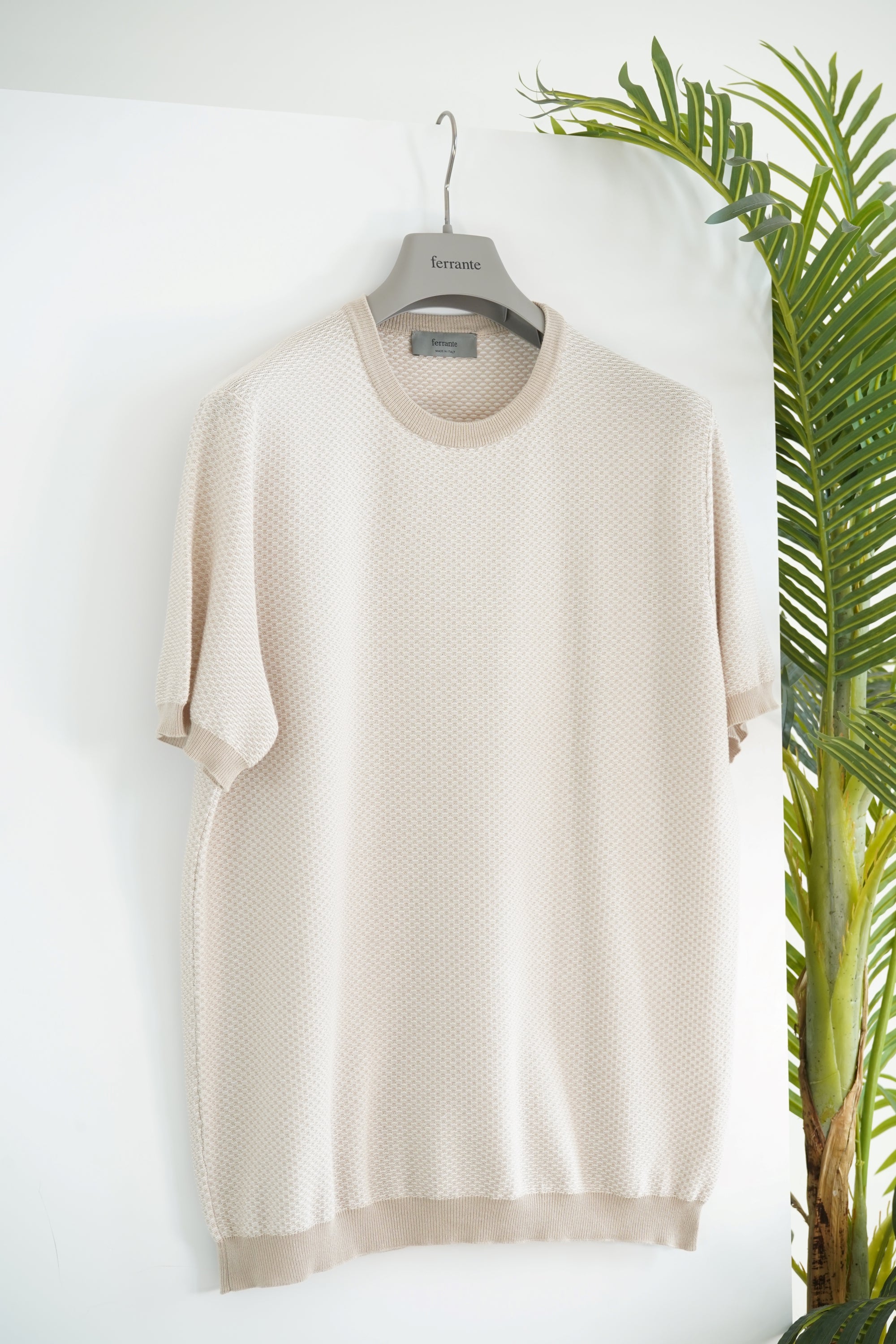 Ferrante Short Sleeve Contrast T-Shirt in BEIGE