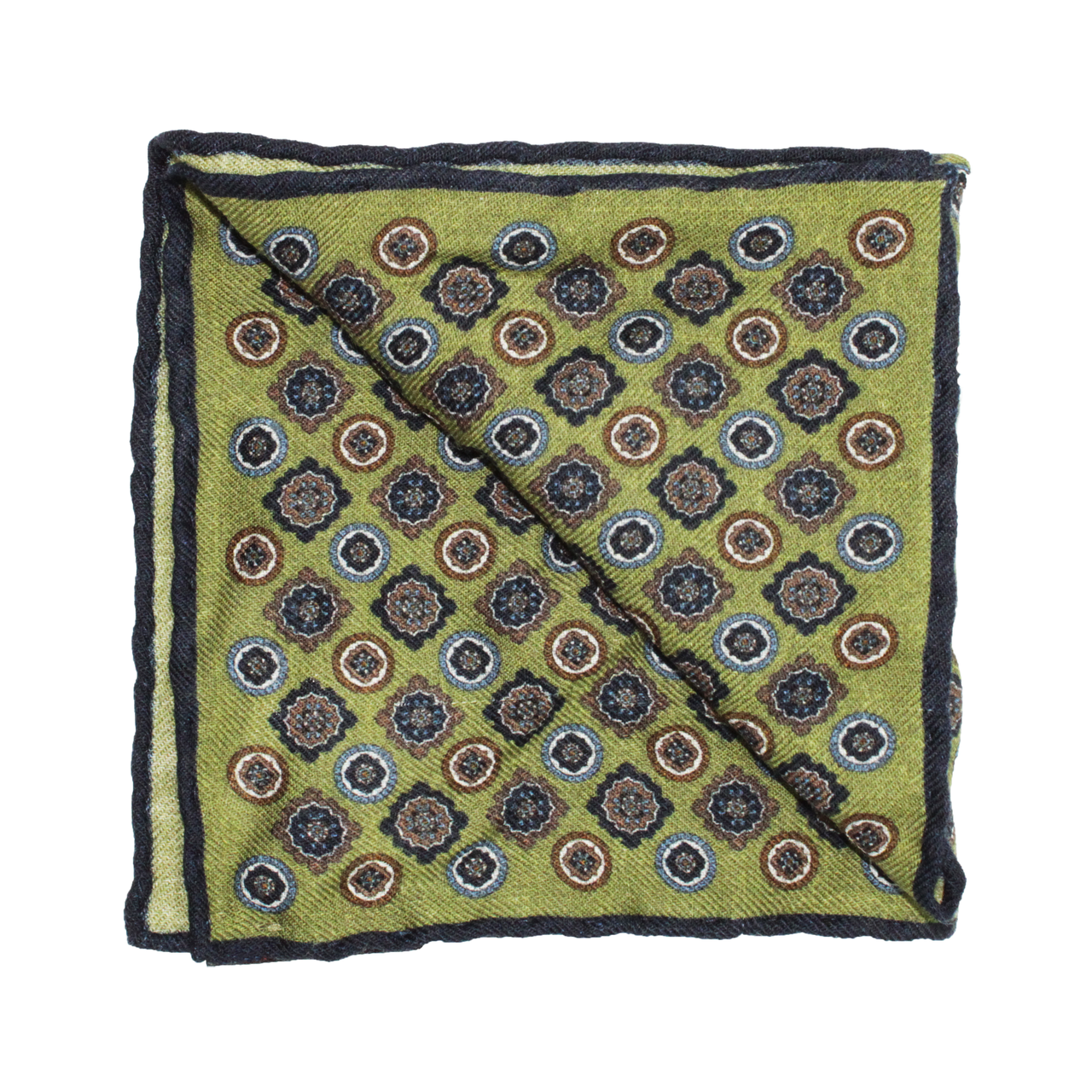 HENRY SARTORIAL X HEMLEY Printed Wool Pocket Square MOSS GREEN