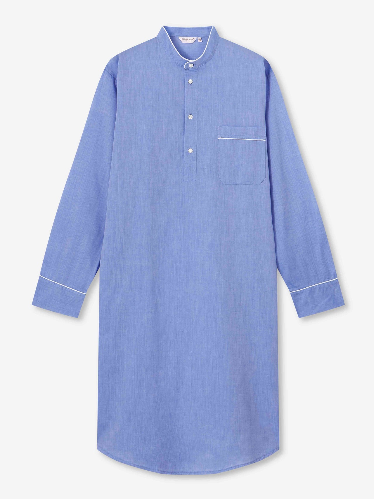 DEREK ROSE Amalfi Cotton Batiste Night Shirt BLUE