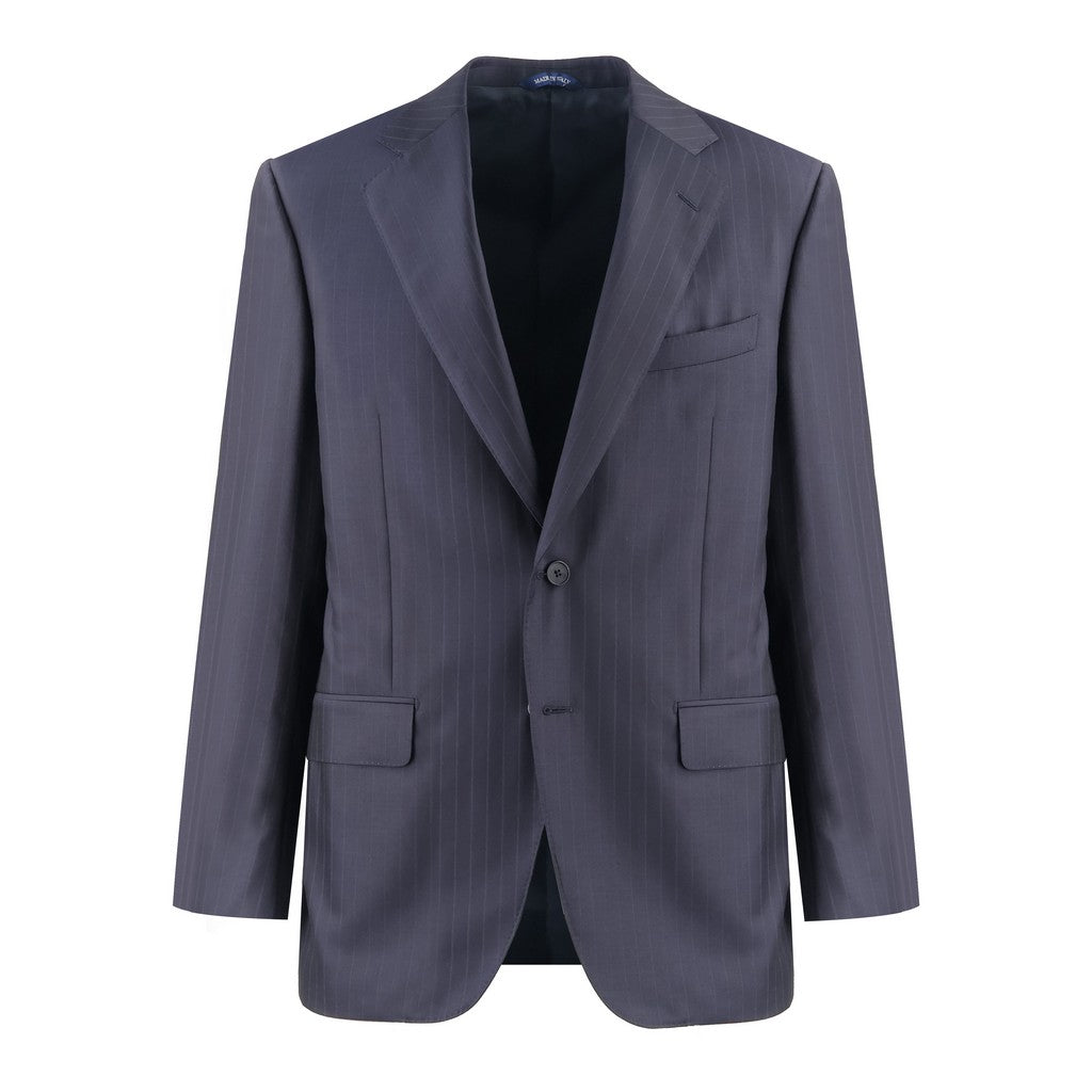 HENRY SARTORIAL HERITAGE 135 Year Platinum Zegna Traveller Pinstripe Suit NAVY