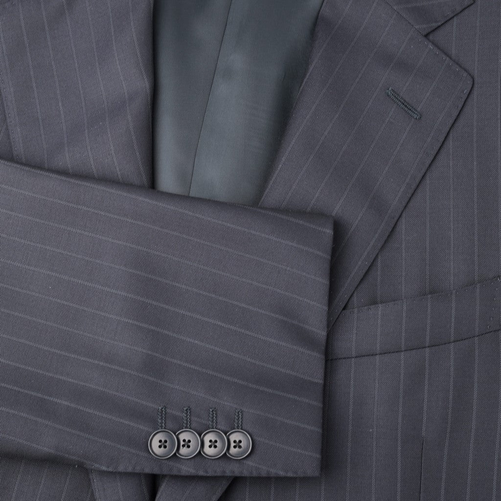 HENRY SARTORIAL HERITAGE 135 Year Platinum Zegna Traveller Pinstripe Suit NAVY