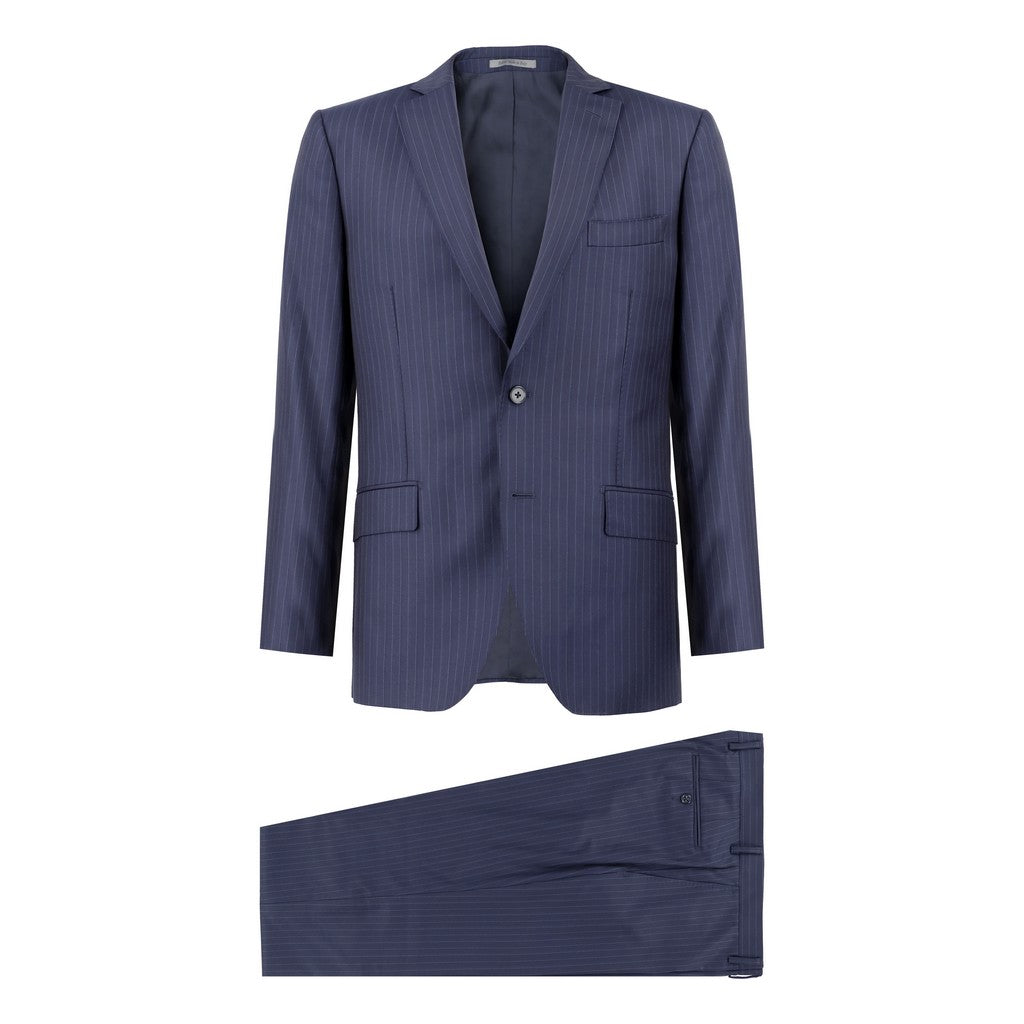 HENRY SARTORIAL VBC S110's Pinstripe Notch Lapel Suit MID BLUE REG