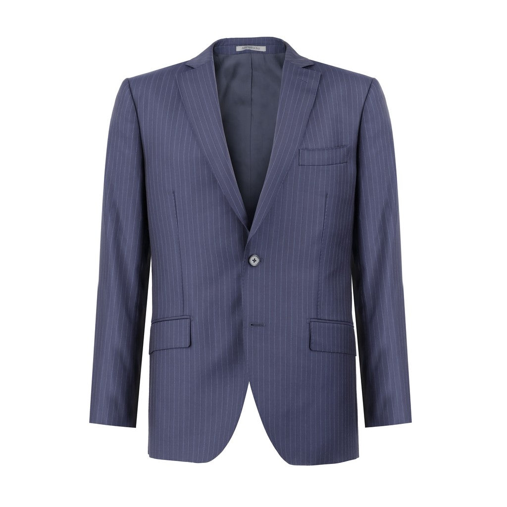 HENRY SARTORIAL VBC S110's Pinstripe Notch Lapel Suit MID BLUE REG