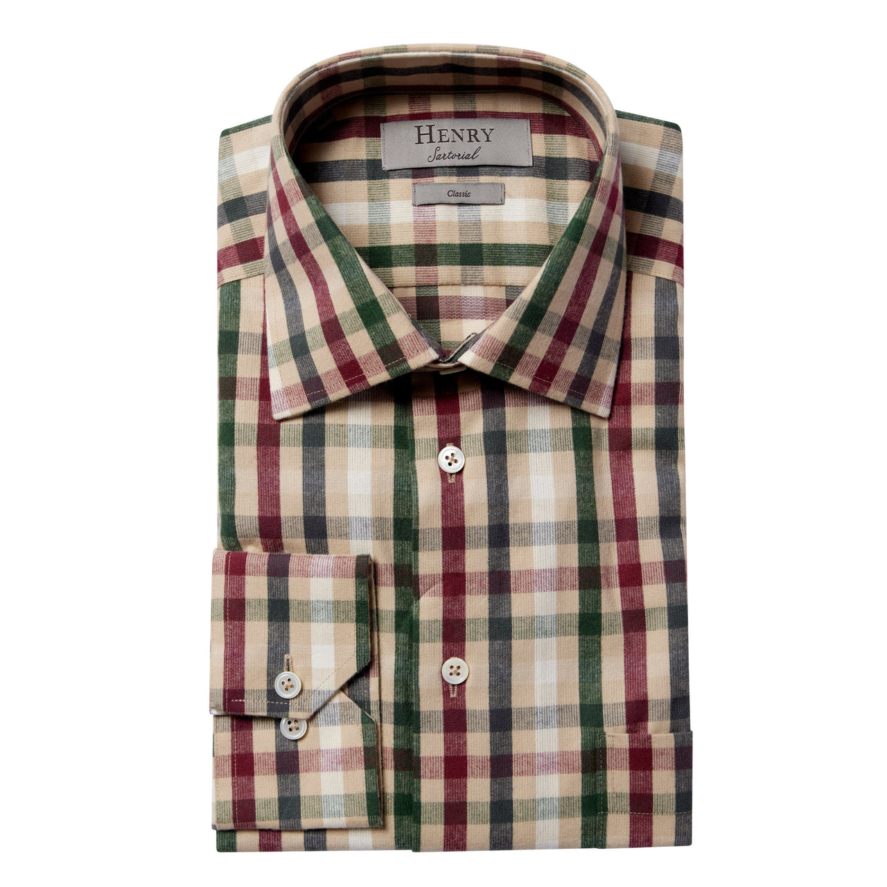 HENRY SARTORIAL Check Casual Shirt BEIGE MULTI