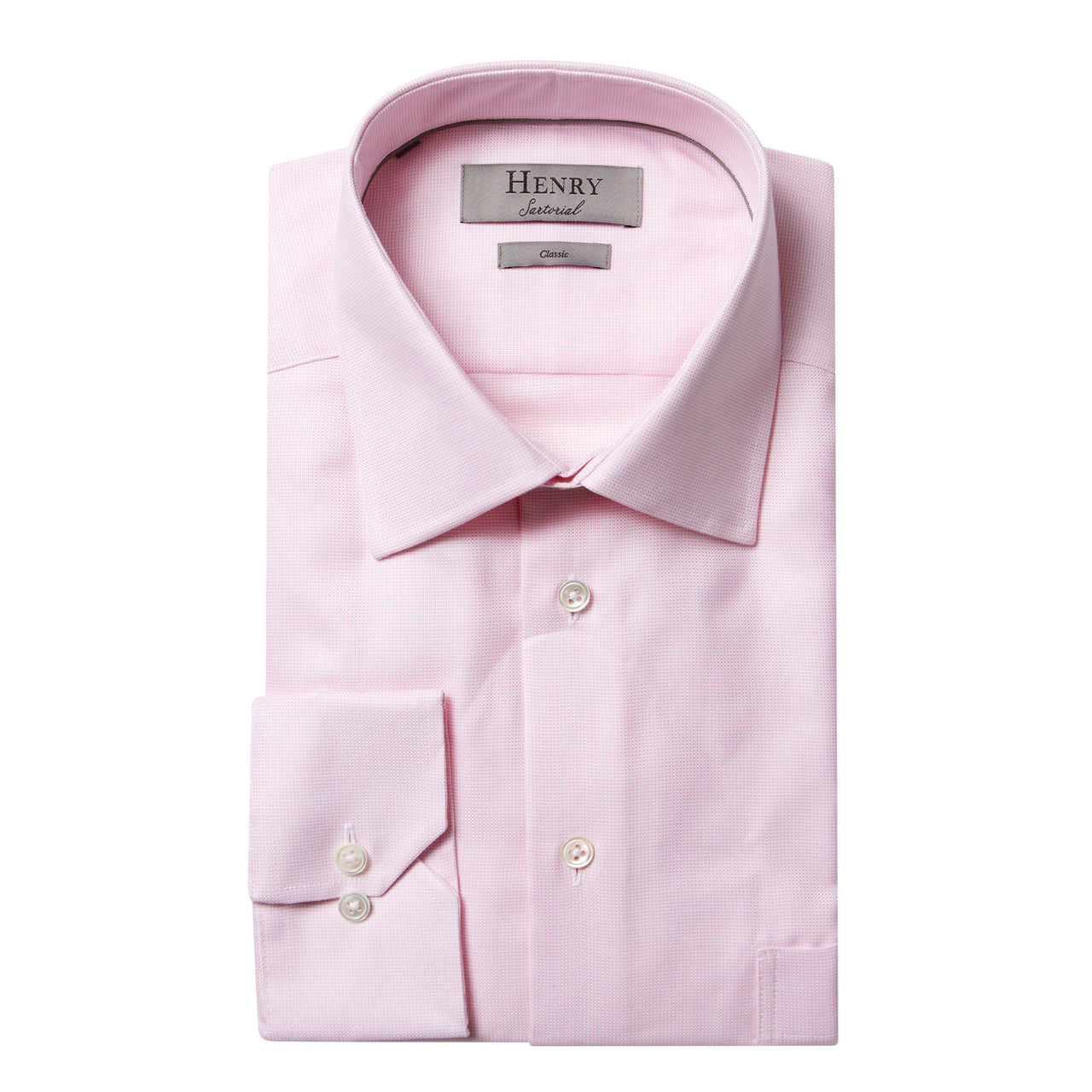 HENRY SARTORIAL Oxford Business Shirt Single Cuff Classic Fit PINK/WHITE