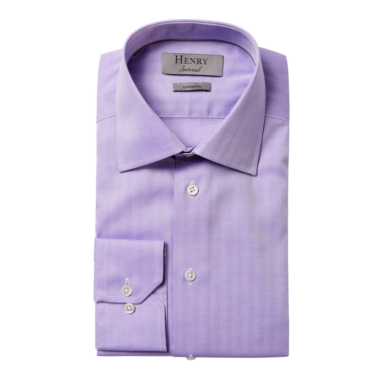 HENRY SARTORIAL Plain Twill Business Shirt Single Cuff Contemporary Fit PURPLE