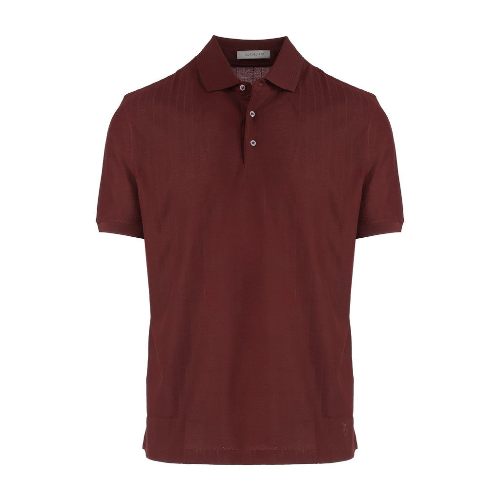 CORNELIANI Herringbone Cotton Polo BRICK RED