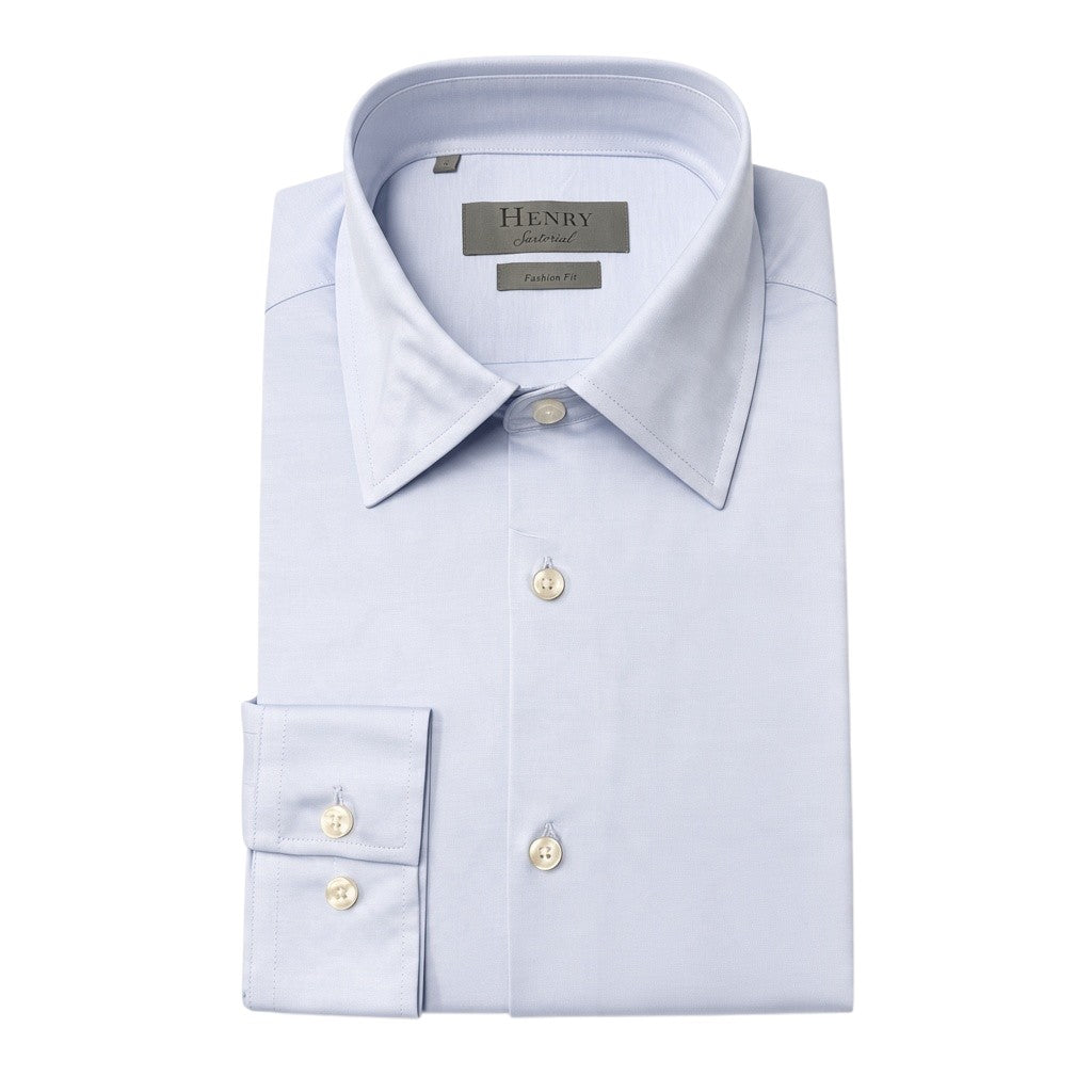 HENRY SARTORIAL Fashion Cotton Birdseye Shirt BLUE
