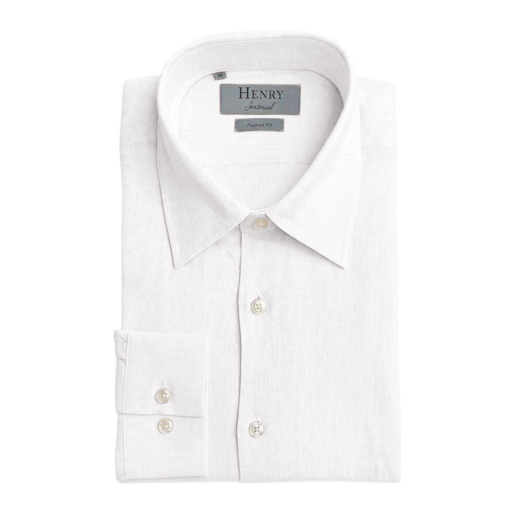 HENRY SARTORIAL Fashion Soft Linen Shirt WHITE