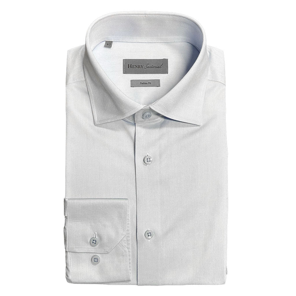 HENRY SARTORIAL Non-Iron Fashion Fit 100s Cotton Shirt BLUE