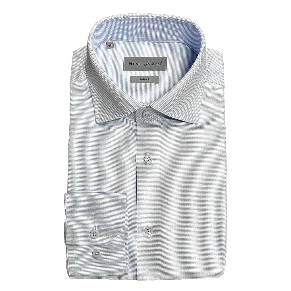 HENRY SARTORIAL Non-Iron Fashion Fit 100s Cotton Shirt BLUE