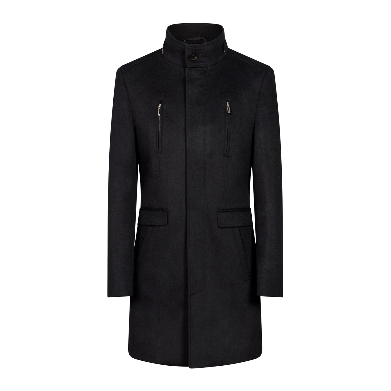 HENRY SARTORIAL Wool Overcoat BLACK REG