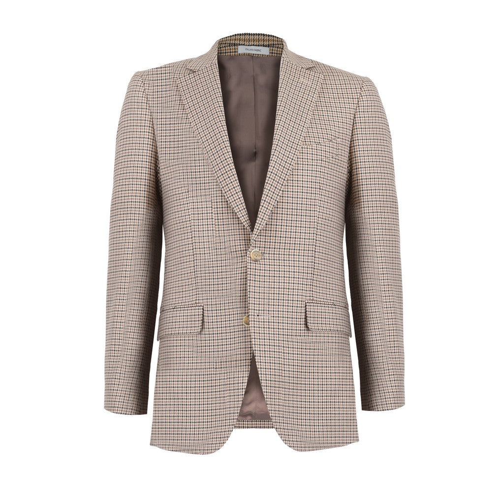 Sartorial Edge Rogna Houndstooth Virgin Wool Blazer BEIGE