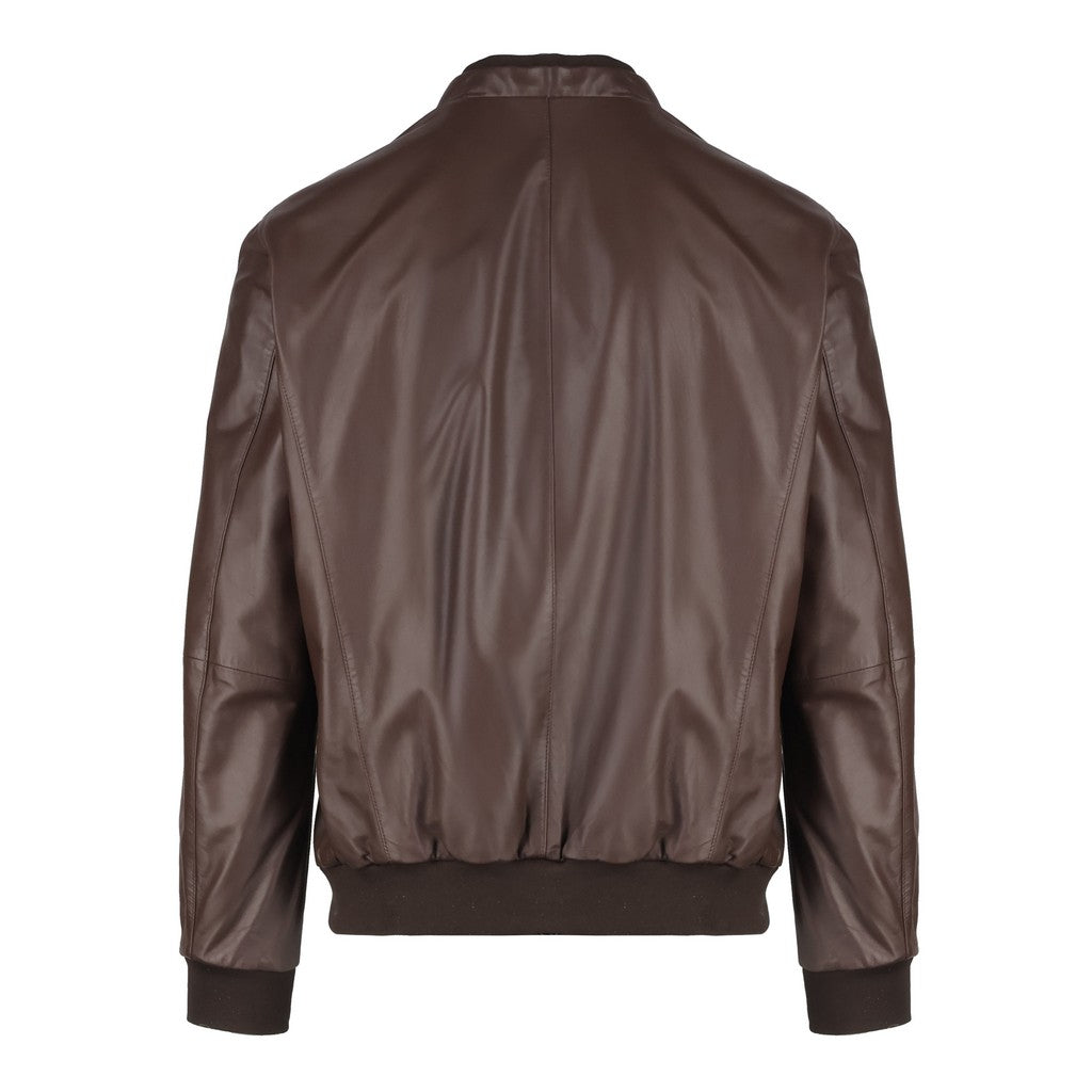 CORNELIANI Leather Reversible Jacket BROWN