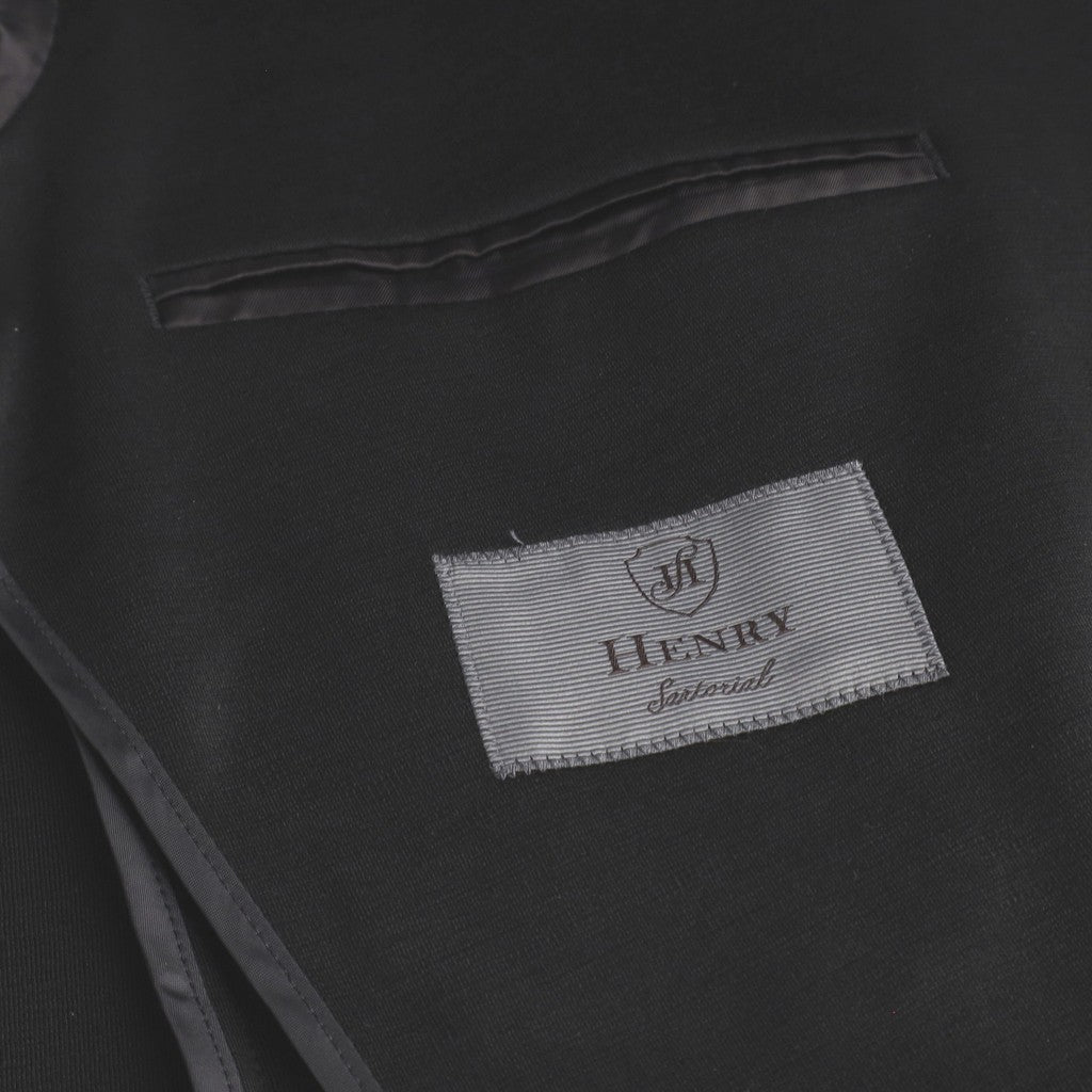 HENRY SARTORIAL Wool Double Breasted Slim Blazer BLACK