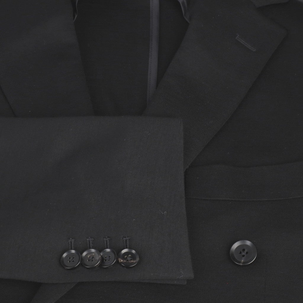 HENRY SARTORIAL Wool Double Breasted Slim Blazer BLACK