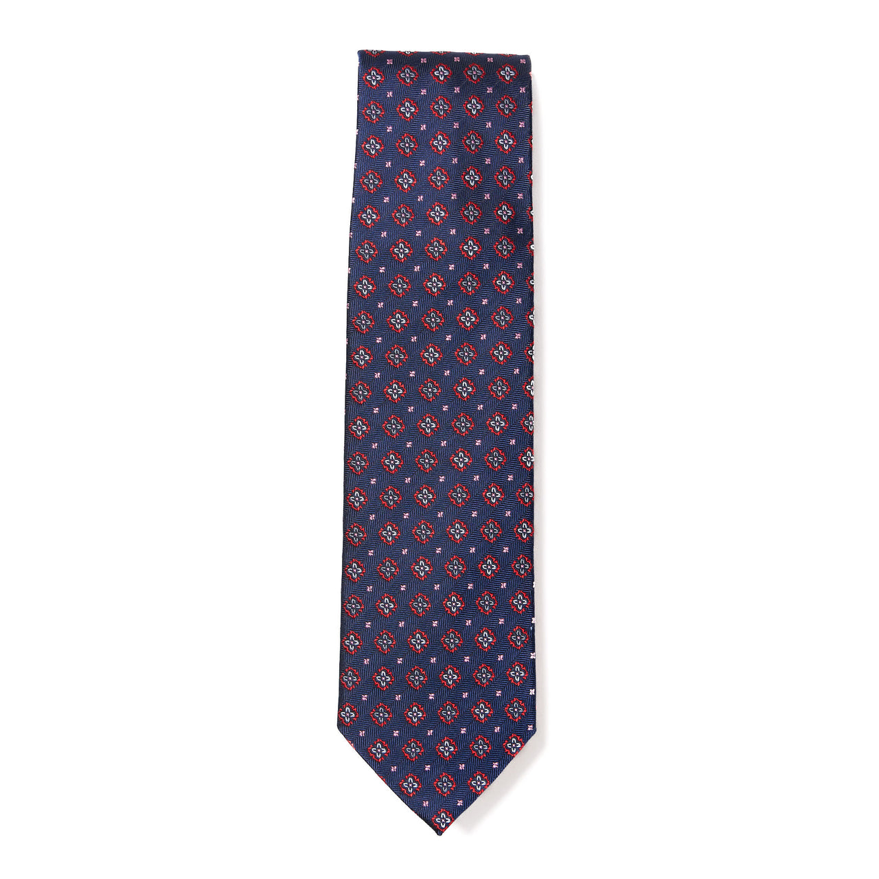 HENRY SARTORIAL X CANTINI Woven Silk Tie NAVY/RED