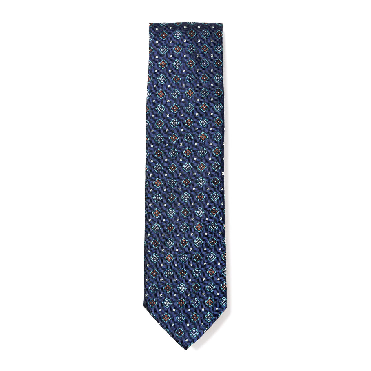 HENRY SARTORIAL X CANTINI Woven Silk Tie NAVY/TEAL