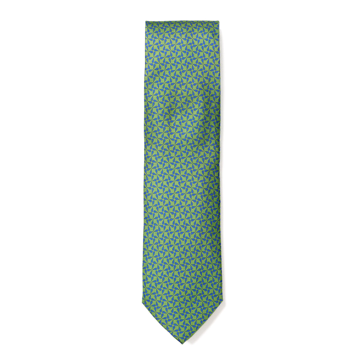 HENRY SARTORIAL X CANTINI Printed Silk Tie GREEN/BLUE
