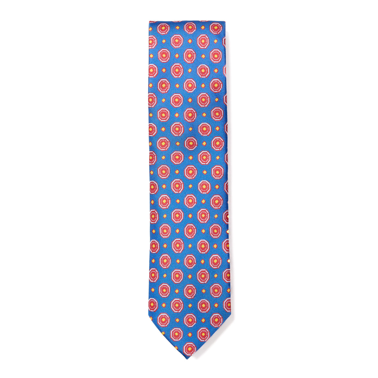 HENRY SARTORIAL X CANTINI Printed Silk Tie BLUE/RED