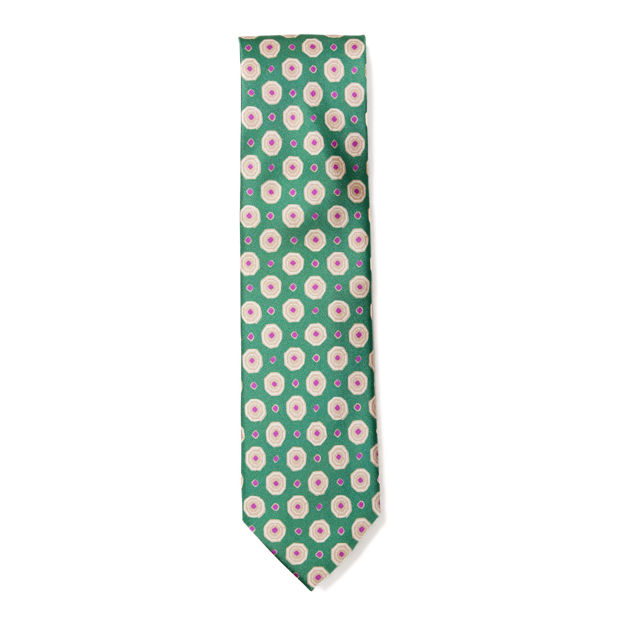 HENRY SARTORIAL X CANTINI Printed Silk Tie BOTTLE GREEN