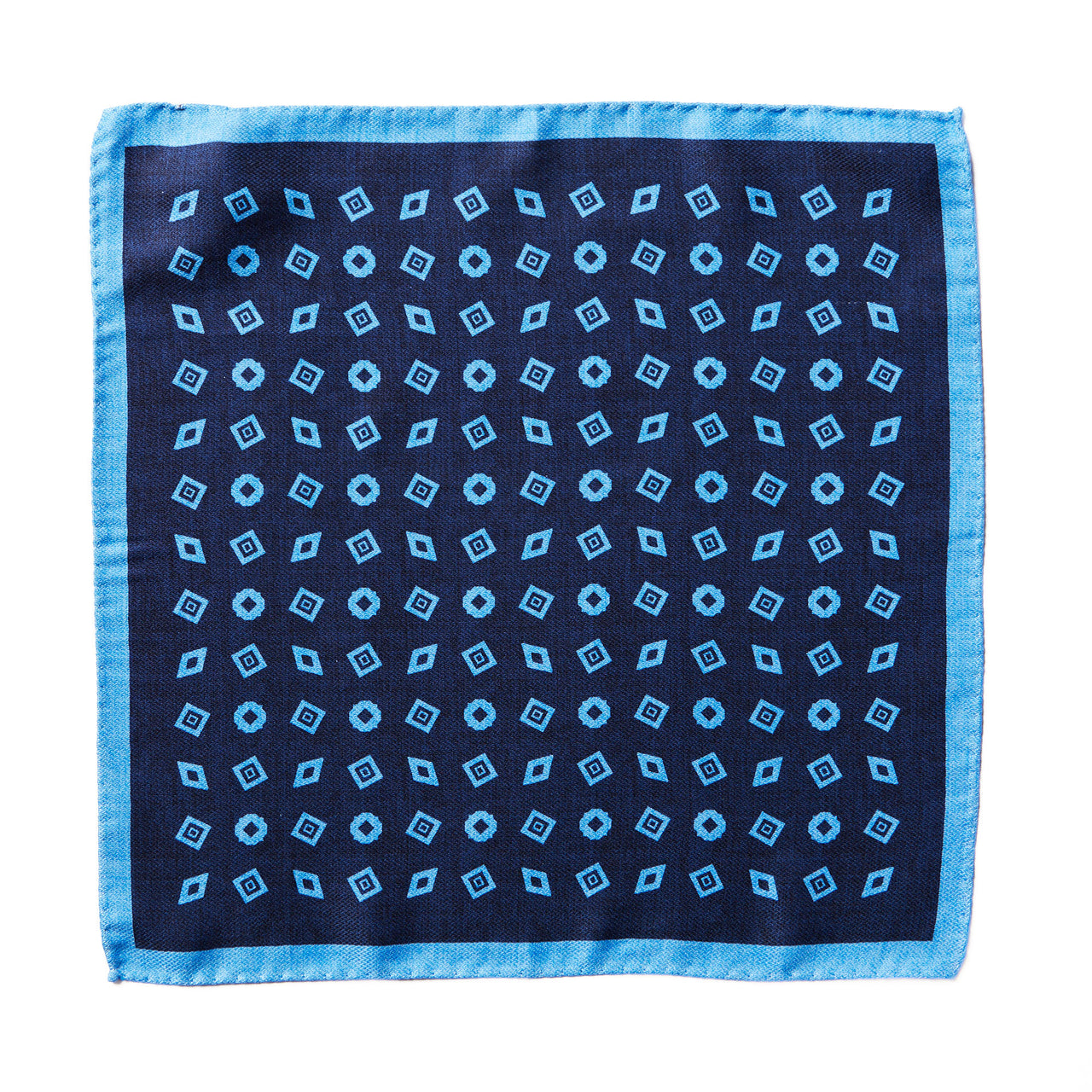 HENRY SARTORIAL X CANTINI Silk Pocket Square BLUE/NAVY