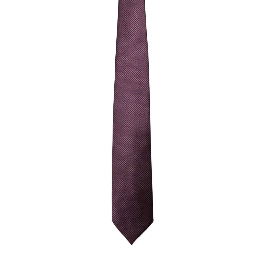 CORNELIANI Houndstooth Silk Tie RED/NAVY